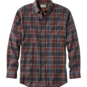 LL Bean Traditional Fit Men’s Flannel Scotch Plaid Gray and Red